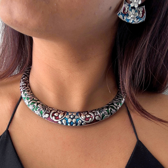 Meena Multi-colour Choker Set