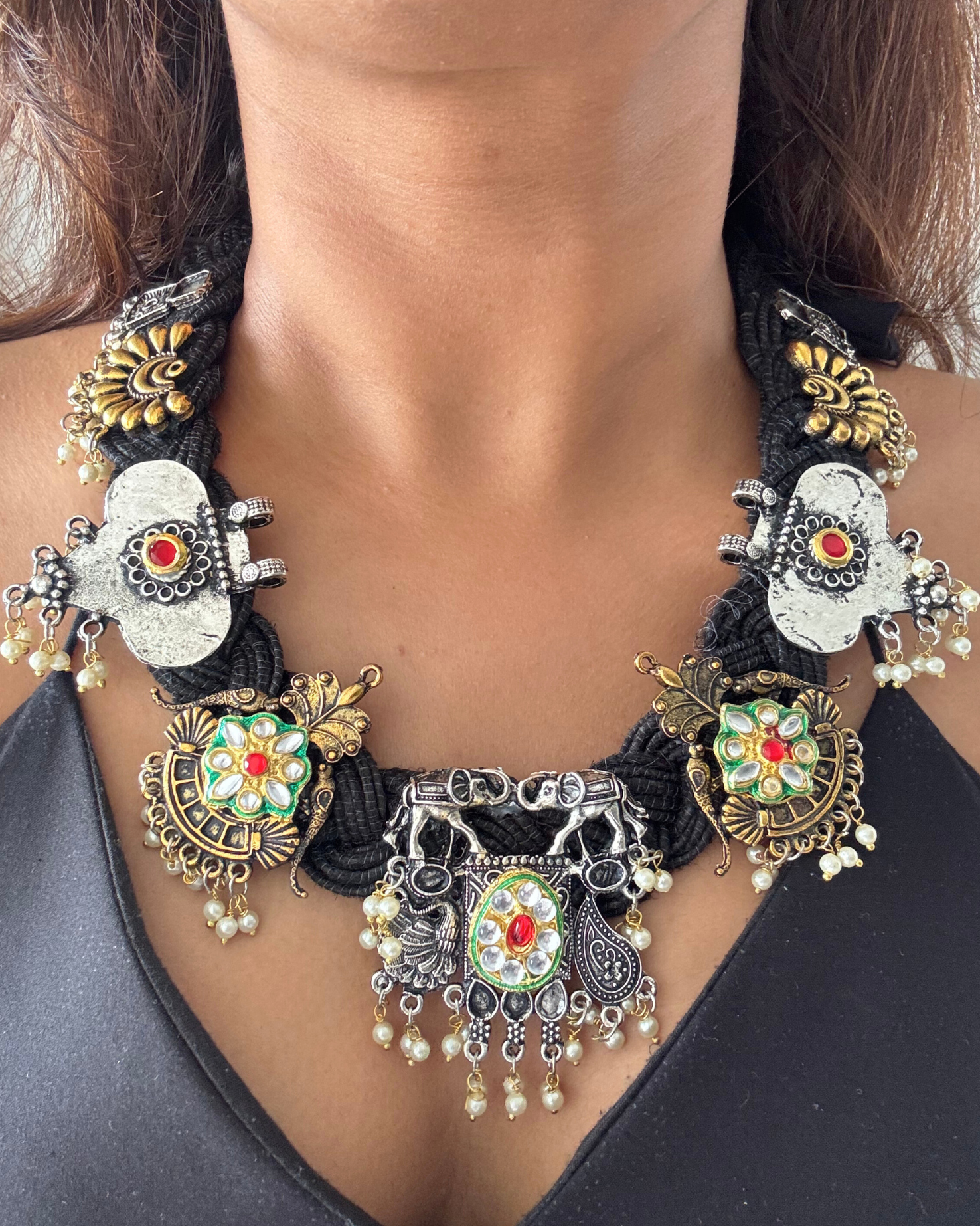 Achal Black Jute Necklace