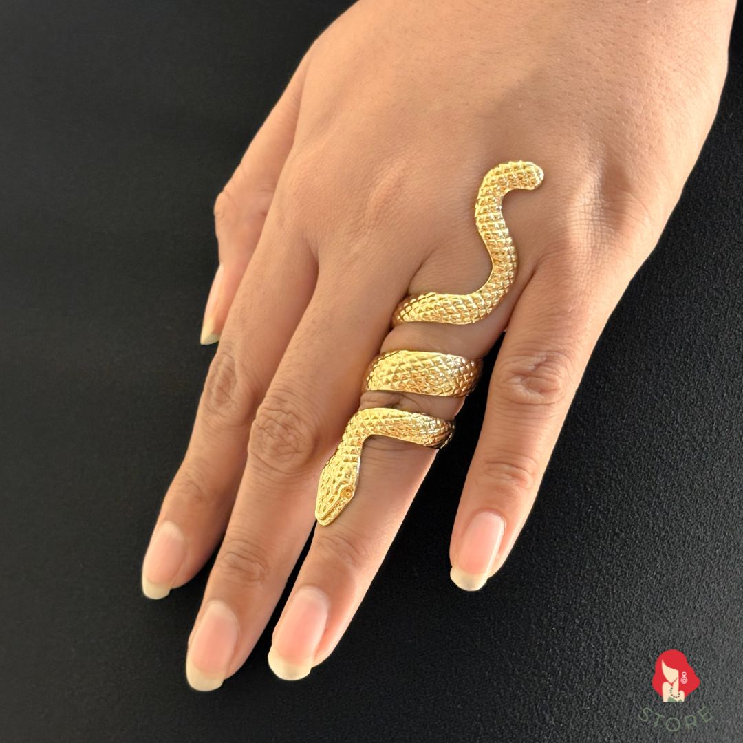 Bold Golden Snake Coil Ring