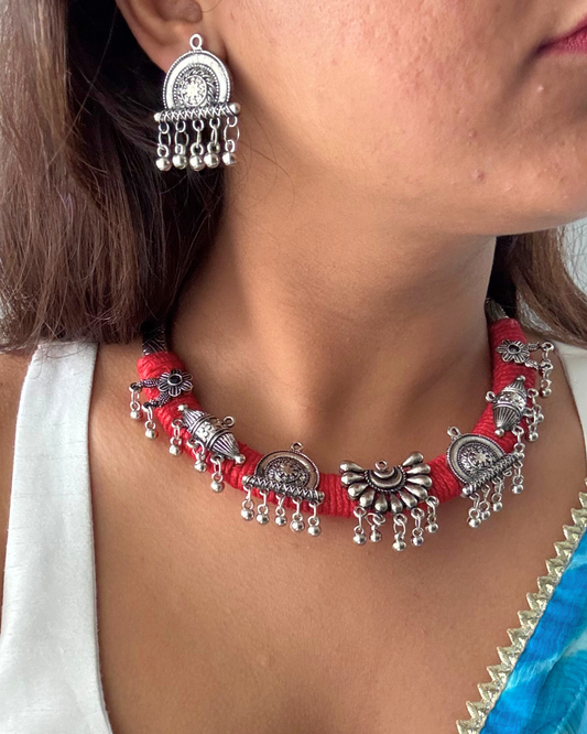 Vahni Red Hasli Set