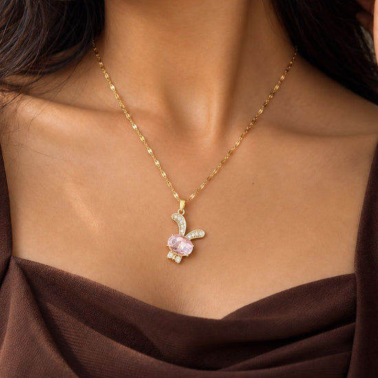 Pink Bunny Pendant Necklace