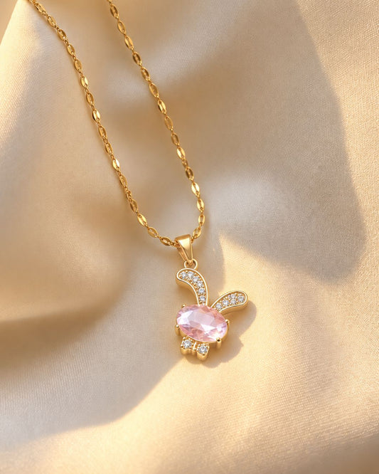 Pink Bunny Pendant Necklace