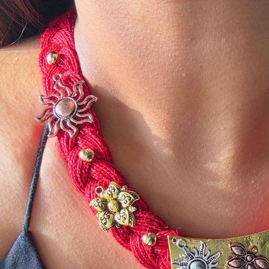 Virangana Red Jute Necklace