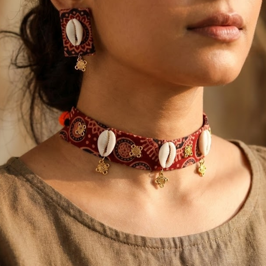 Rohinee Ajrakh Choker Set