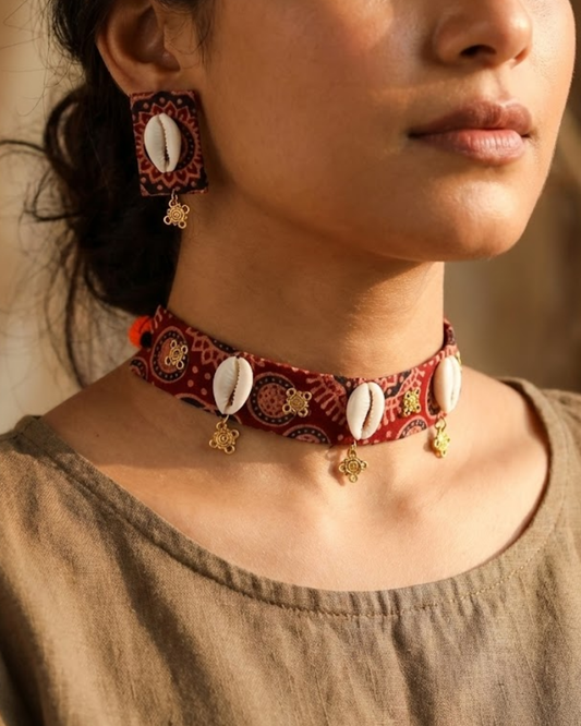 Rohinee Ajrakh Choker Set