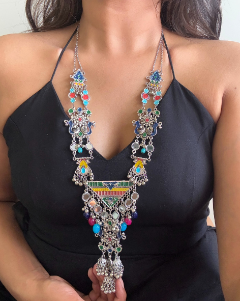 Siya Afghani Long Necklace Set