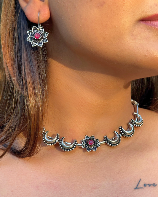 Chandrima Red Stone Choker Set