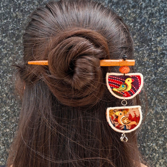 Chidiya Handcrafted Wooden Hairpin Stick