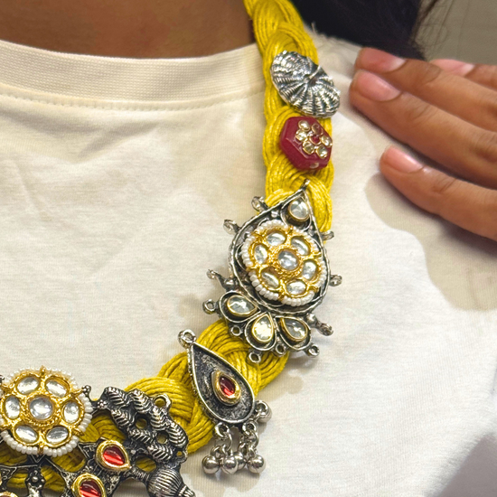 Shanaya Mustard Yellow Jute Necklace