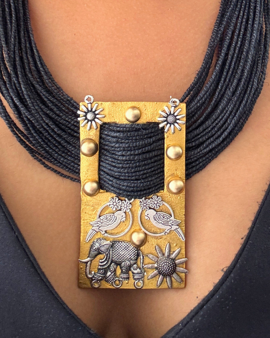 Mishri Black Jute Necklace