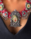 Chandani Bird Red Jute Necklace