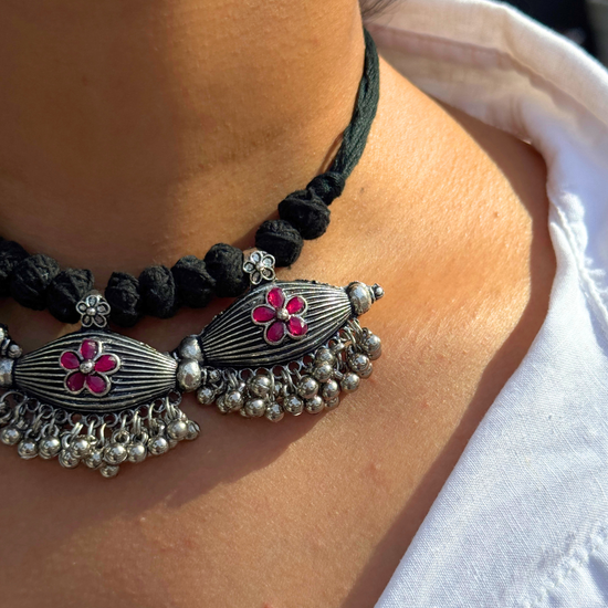 Gayatri Pink Oxidised Choker
