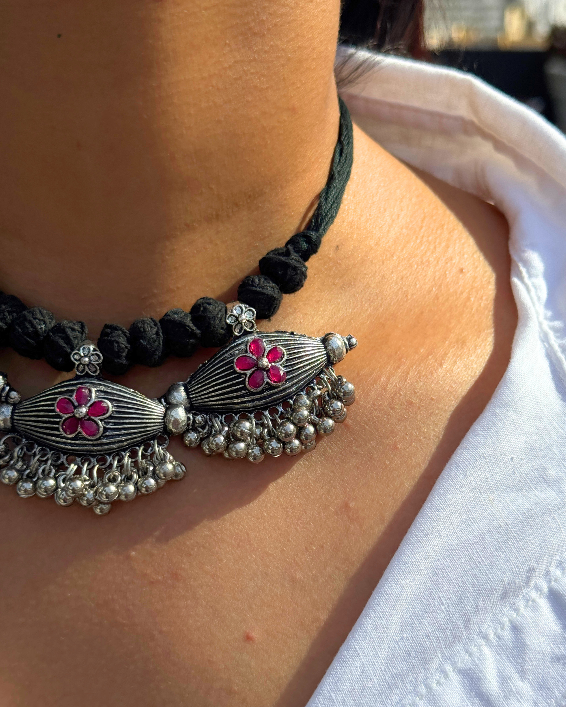 Gayatri Pink Oxidised Choker