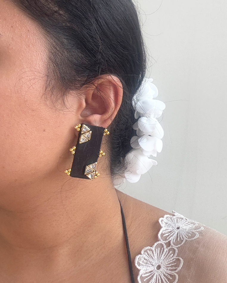 Ishq Fabric and Kundan Earrings