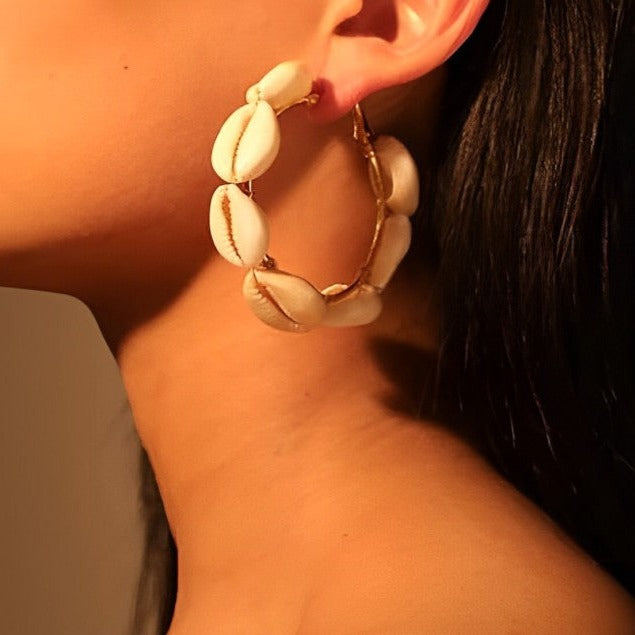 Sea Shell Earrings in a Hoop