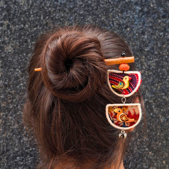 Chidiya Handcrafted Wooden Hairpin Stick