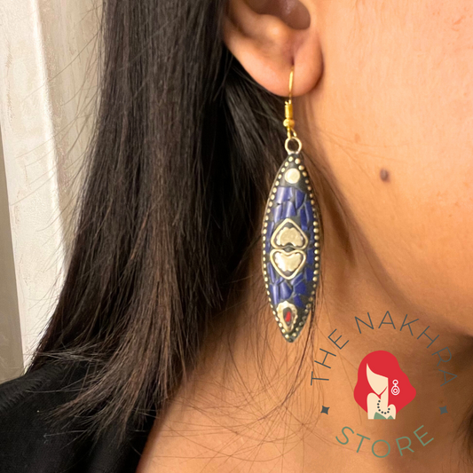 Blue and Golden Earrings: Chitra
