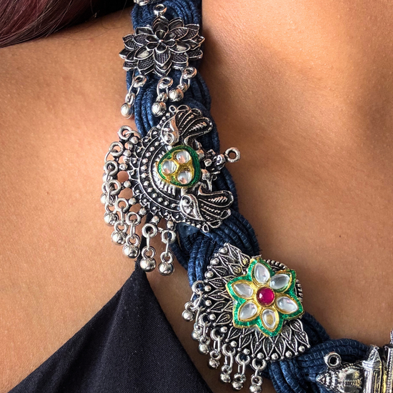 Apoorva Ocean Blue Jute Necklace