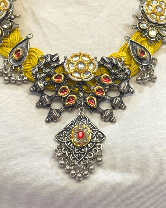 Shanaya Mustard Yellow Jute Necklace
