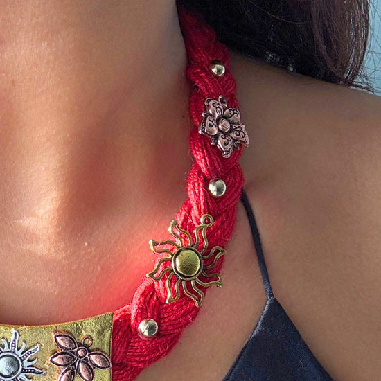Virangana Red Jute Necklace