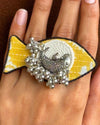 Yellow Ajrakh Fish Ring