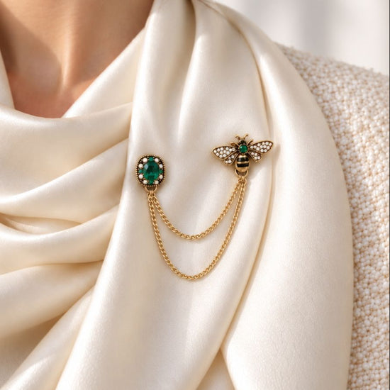 Emerald Honeybee Brooch
