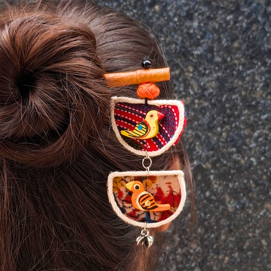 Chidiya Handcrafted Wooden Hairpin Stick