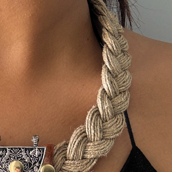 Prakriti Copper Beige Jute Necklace