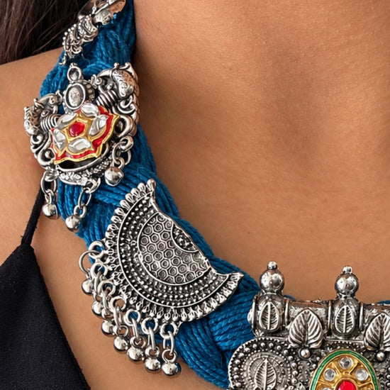 Vandita Blue Jute Necklace