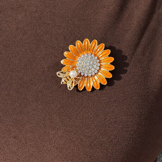 Flower and Bee Brooch