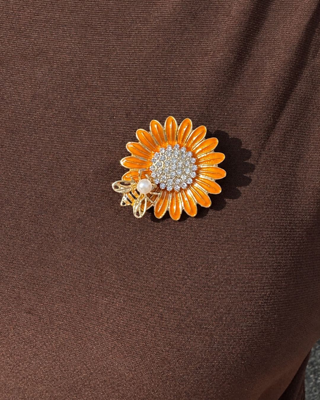 Flower and Bee Brooch