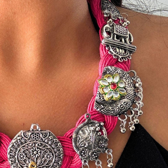 Malvika Pink Jute Necklace