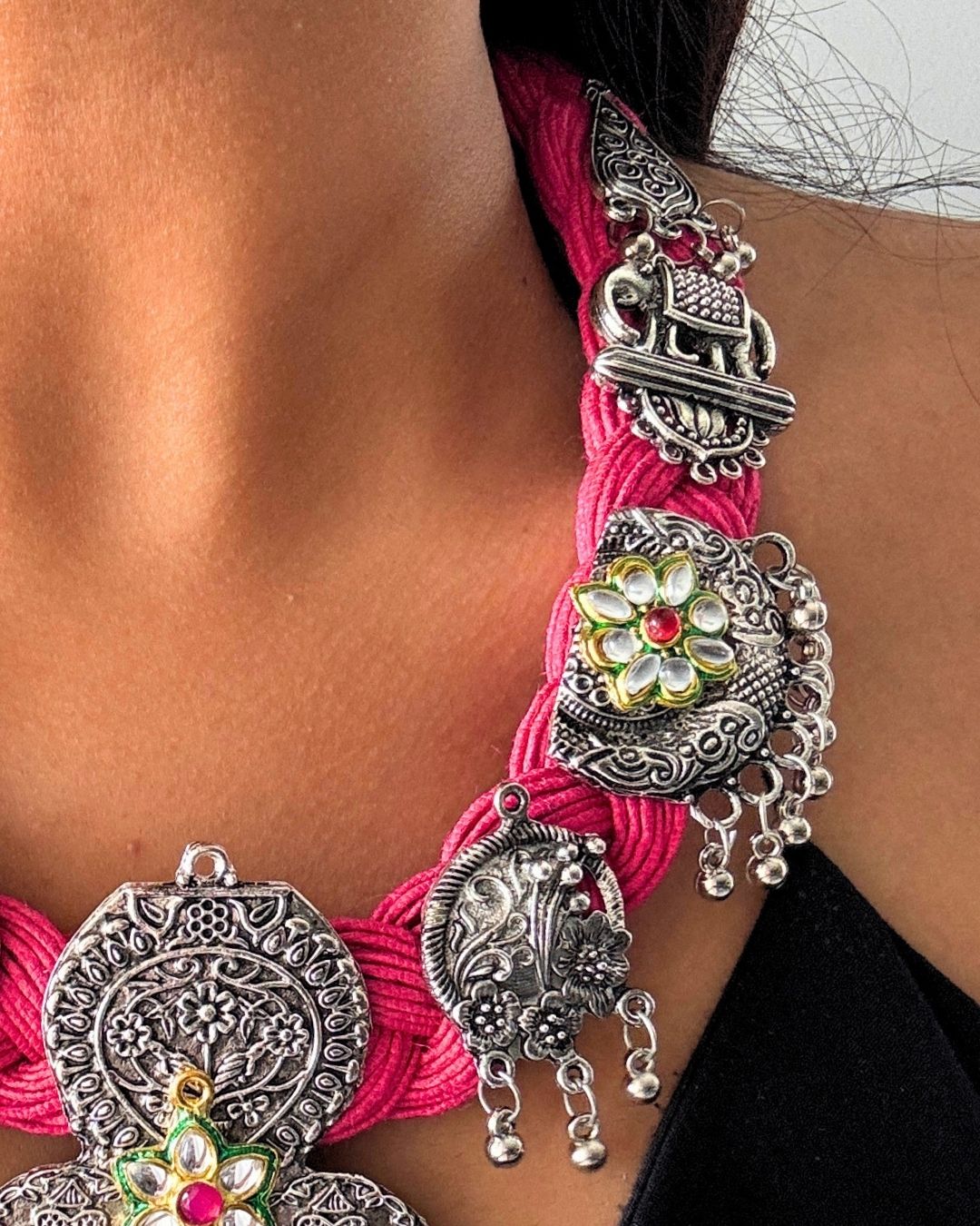 Malvika Pink Jute Necklace