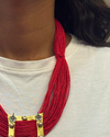 Prisha Red Jute Necklace