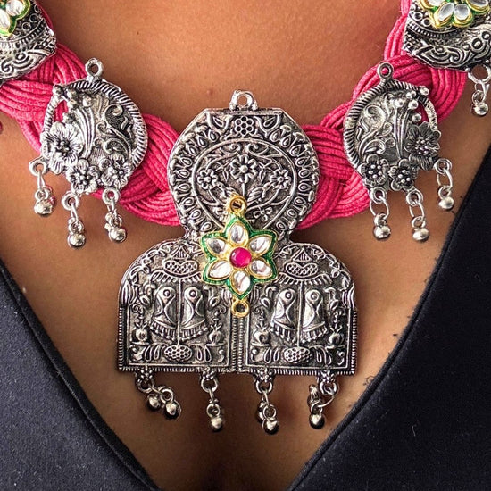 Malvika Pink Jute Necklace