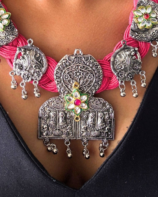 Malvika Pink Jute Necklace