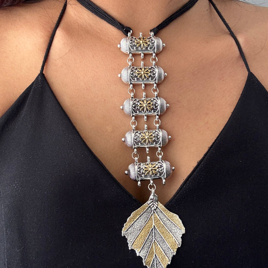 Leaf Dual-tone Tie Choker Set
