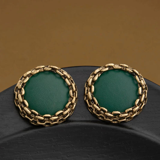 Golden Green Earrings: Shiddat Earrings