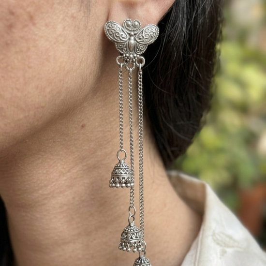 Aasha Silver Kashmiri Earrings