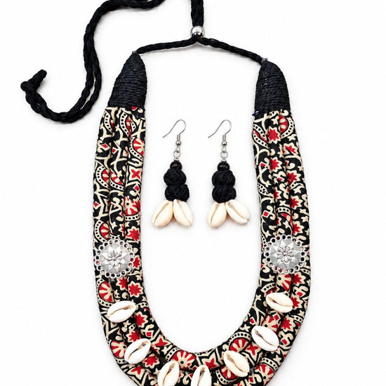 Ajrakh Black Necklace Set