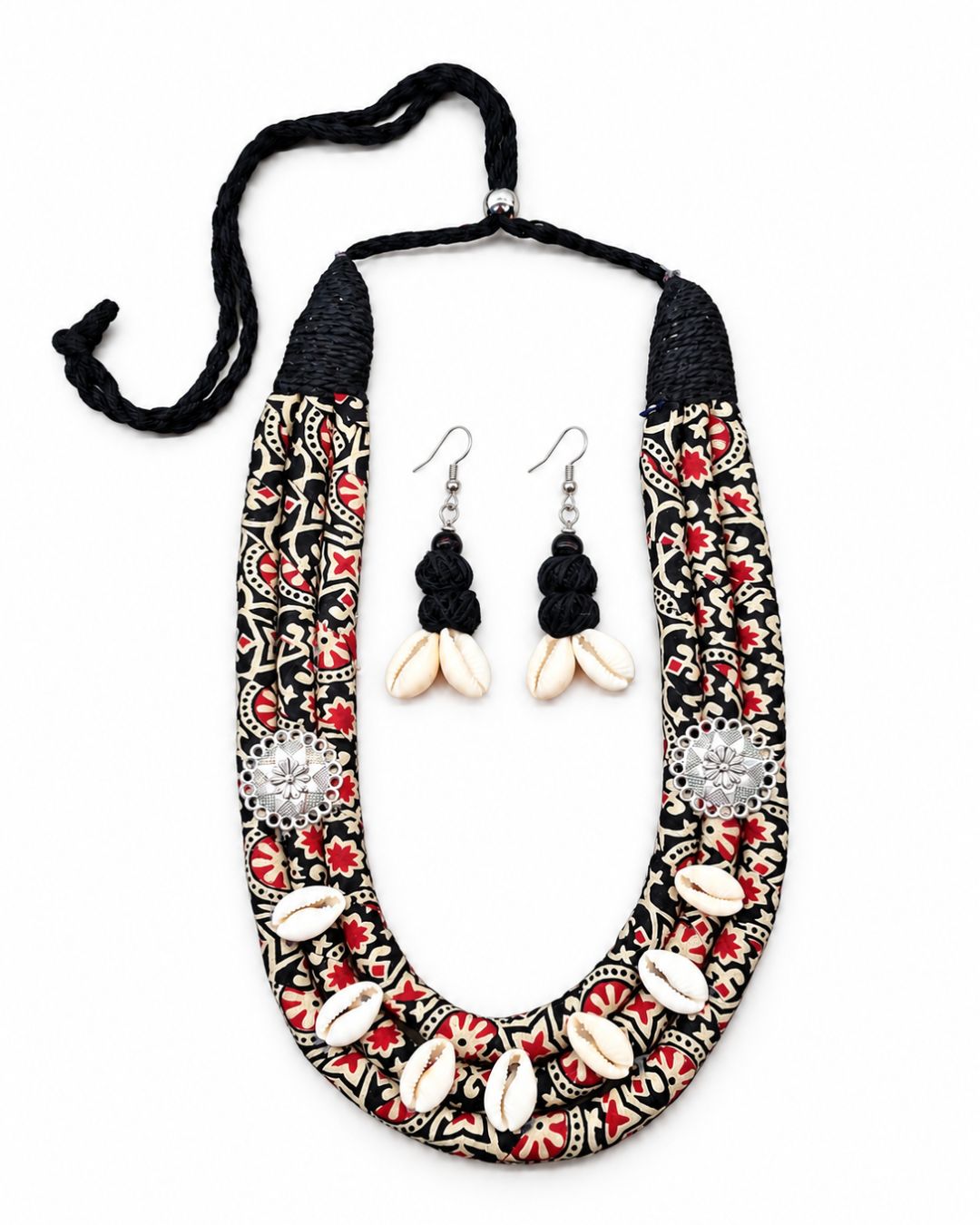 Ajrakh Black Necklace Set