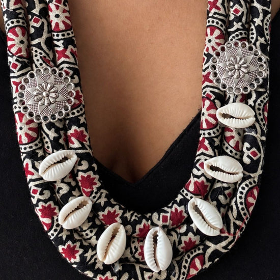 Ajrakh Black Necklace Set