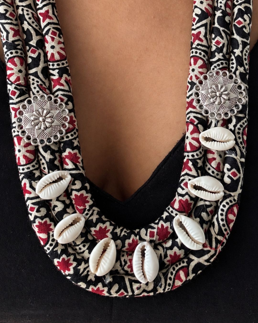 Ajrakh Black Necklace Set