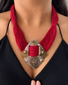 Aruna Dual-tone Red Jute Necklace