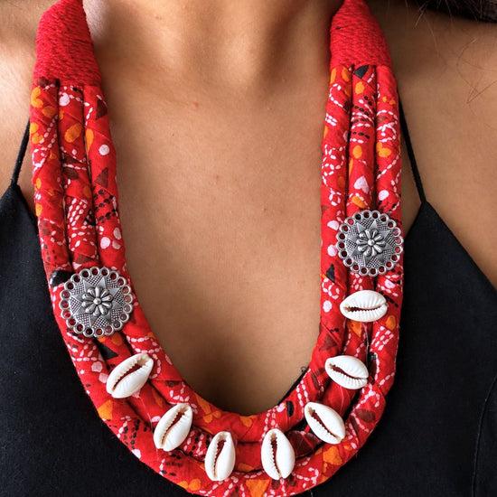 Bandhani Red Necklace Set