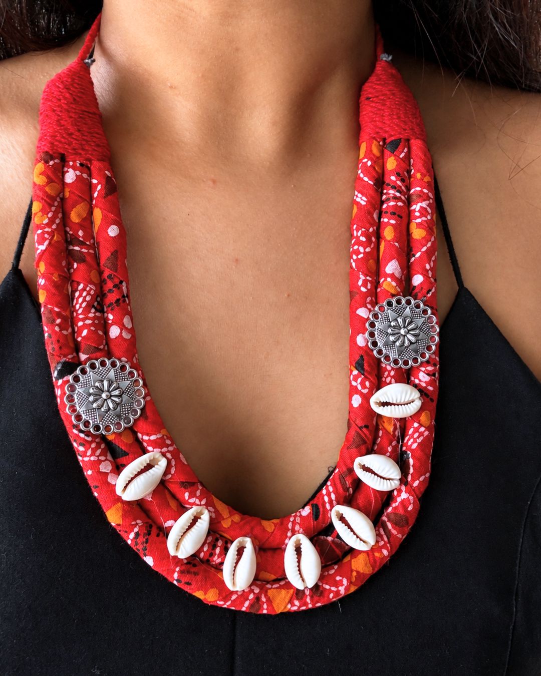 Bandhani Red Necklace Set
