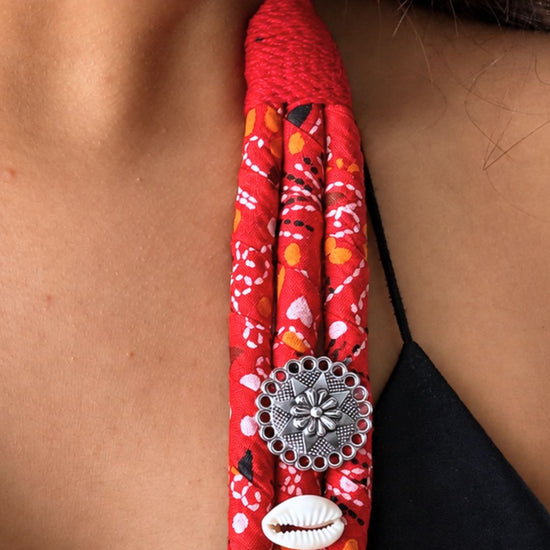 Bandhani Red Necklace Set