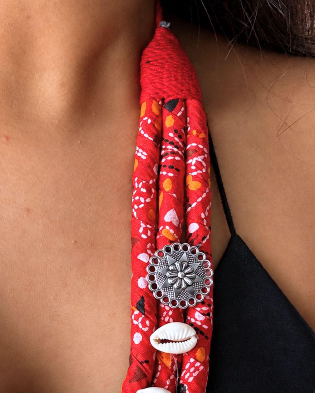 Bandhani Red Necklace Set