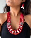 Bandhani Red Necklace Set