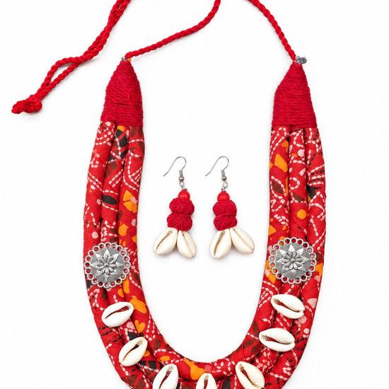 Bandhani Red Necklace Set